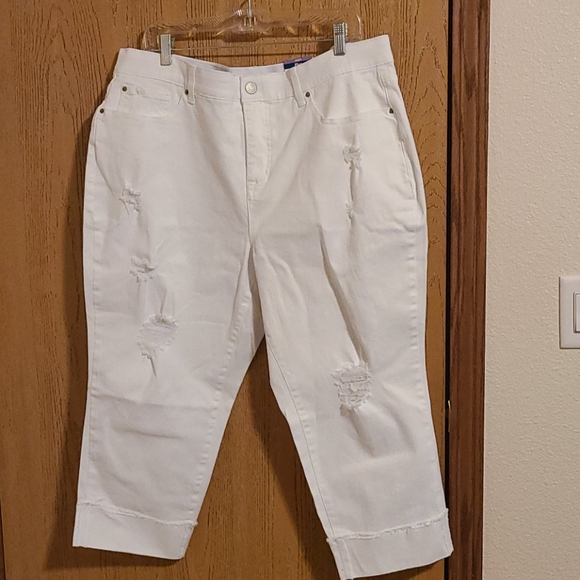 Terra & Sky Pants - Womens Plus 18W White Capri Pants BNWT